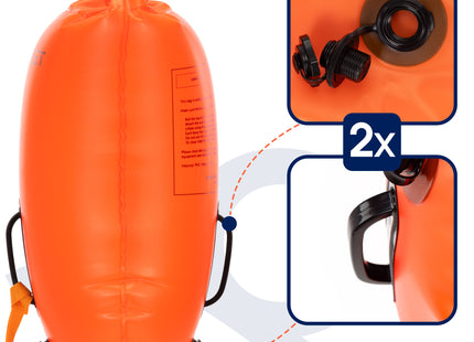 Zwemboei - Voor Openwaterzwemmen - Zwemveiligheidsboei - Incl. drybag /Saferswimmer/Safe swimmer/ 36 Liter / Reddingsfluitje - Oranje