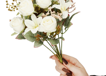 Kunstbloemen - Sierboeket - Decoratief - 9 Rozen - Decoratief - 37 cm