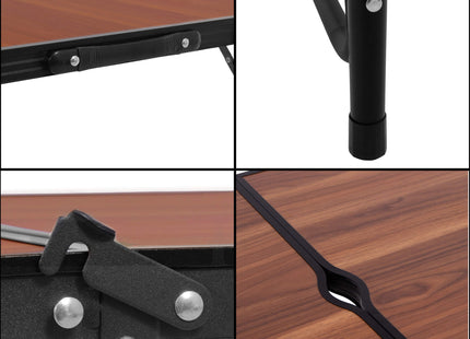 Klaptafel - Kampeertafel - Campingtafel - Verstelbaar - Opvouwbaar -  120 x 60 x 70 cm - Bruin/Zwart