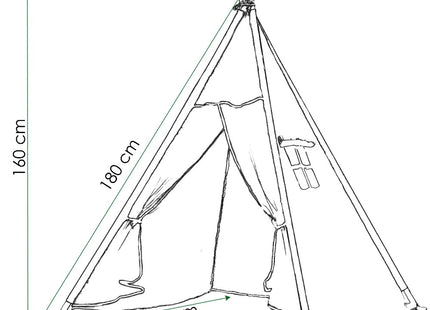 Tipi Tent | 120x100x180 cm | Grijs | Zigzag