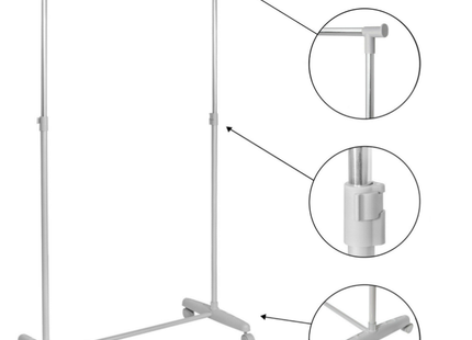 Kledingrek | Op Wielen | 164 cm | Grijs