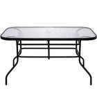 Tuintafel | 140 x 80 x 70 cm | Buitentafel | Eettafel Buiten | Metaal | Gehard Glas | 100 KG | Zwart