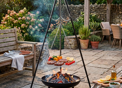 BBQ Tripod - Driepoot -Inclusief Pot - Inclusief Rooster - Inclusief Vis Rookplankjes - Inclusief Vuurschaal - 51 x 152 cm