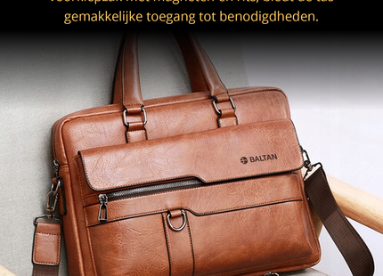 Baltan Leren Aktetas - Laptoptas - Tot 16 inch - Bruin - 10L - 38 X 29 X 10 CM