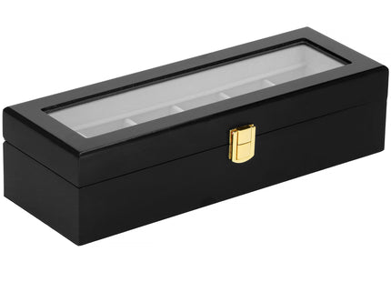 Horlogedoos - Horlogebox - Horlogeopberger - Suède - Zwart - Grijs - Goud  - 6 Horloges