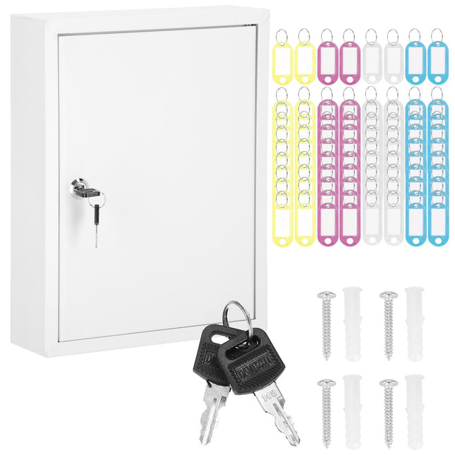 Sleutelkluis | Sleutelkast | Sleutelbox | 80 Haken | 45 x 38 x 8 cm | Wit