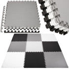Speelmat | Speelmat Foam | Puzzelmat | 9 Puzzelstukken | 179 x 179 cm | Zwart/Grijs/Wit