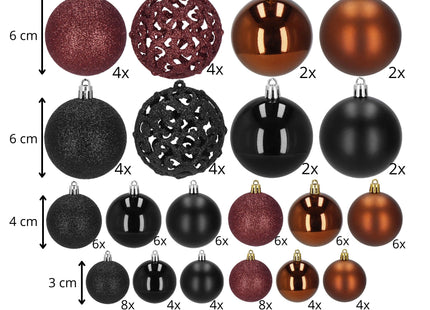 Kerstballen | 100 Stuks | Zwart/Bruin