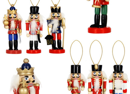 Notenkraker Kerst | Houten Soldaat | Kerstversiering | 6 Stuks | Multicolor | 8 cm