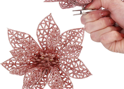 Kerstboomhanger | Met Clip | Ster van Bethlehem | Roze Glitter | 11 Cm
