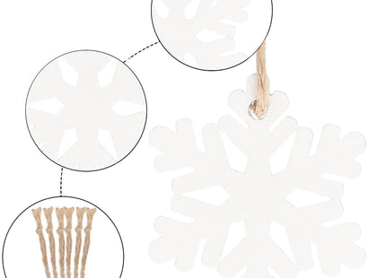 Kerstversiering | Kerstdecoratie voor binnen | Kersthanger | Sneeuwvlok | Hout | 6 Stuks | 4 cm