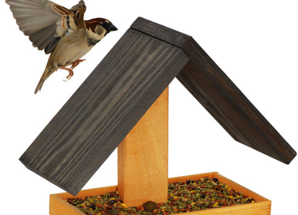 Vogelvoederhuisje - Vogelvoederplek - Vogelvoeding - Staand - Bruin - Zwart - 12,5 x 31 x 21,5 cm