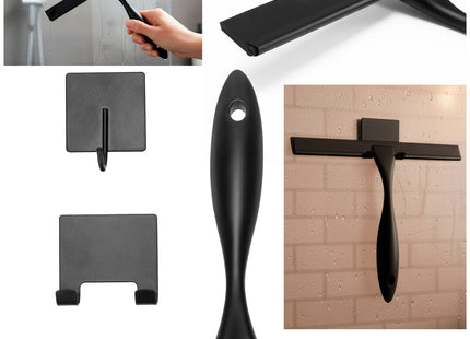 Douchewisser - Raamwisser - Incl. Ophang Haak - Badkamer Accessoires - Zwart - 25 x 18,5 Cm