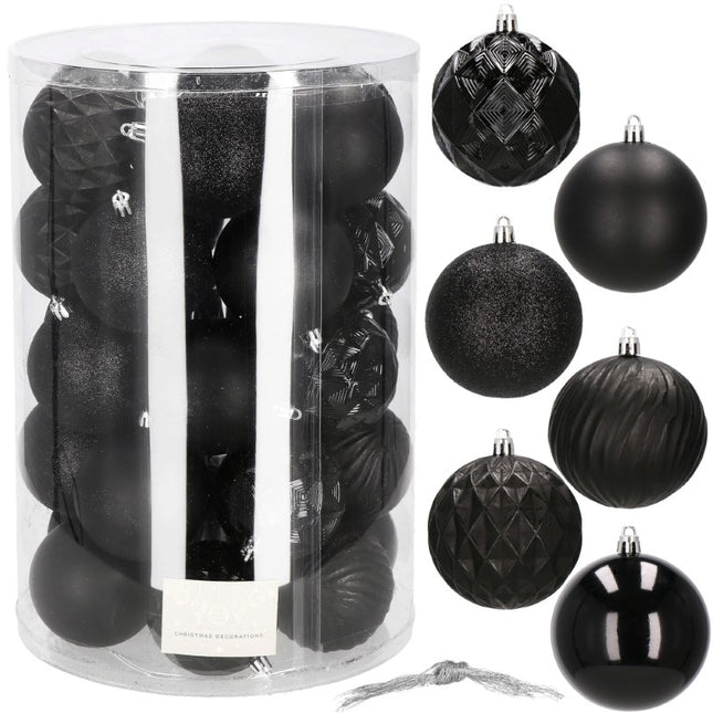 Kerstballen | 30 Stuks | 8 cm | Zwart