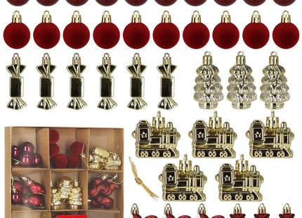 Kerstballen | 40 Stuks | 4/5/6/7 cm | Goud/Rood