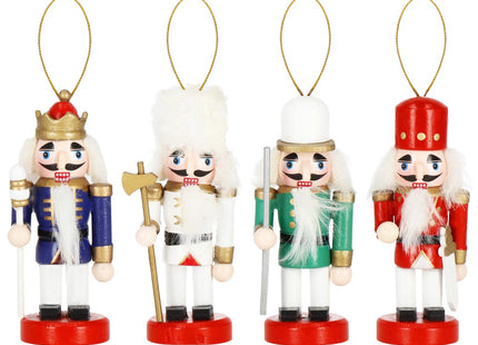 Notenkraker Kerst | Houten Soldaat | Kerstversiering | 4 Stuks | Multicolor | 10 cm