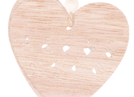 Kersthanger | Hart | Hout | 7 cm | 6 Stuks