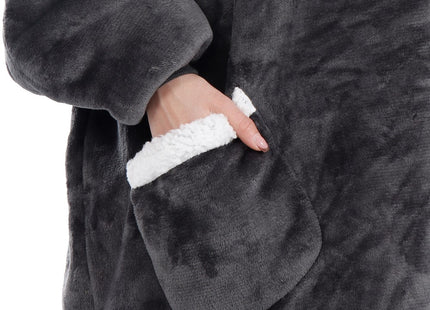 Hoodie Deken | Deken Met Mouwen | One Size | Grafiet/Wit