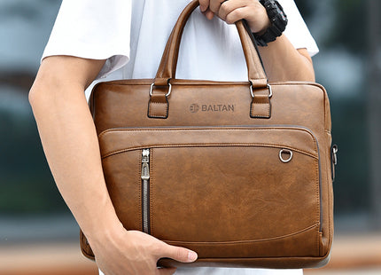 Baltan Leren Aktetas - Laptoptas - Tot 16 inch - Bruin - 10L - 38 X 29 X 10 CM