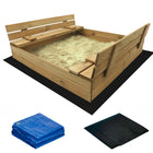Muntel® Zandbak - Met Banken - Incl. Dekzeil & Gronddoek - Geïmpregneerd Hout - Montage Video - 120 x 120 CM