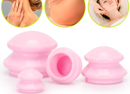 Actiget® Cellulitis Cups - Cellulitis Cupping - Cupping Set - Cupping Massage - Voor Gezicht, Armen en Benen - Vacuüm - Roze - 4 Stuks