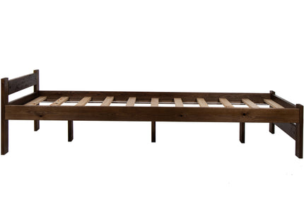Bed - NaaldHout - Lattenbodem - Eenpersoons -  2 Personen - Comfortabel - Donkerbruin - 160 x 200 cm - 200kg