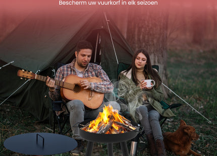 Deksel voor vuurschaal - Vuurkorf - Vuurhaard - Tuinhaard - Staal - Ø60 cm - Zwart