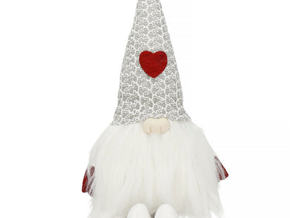 Kerstkabouter - Gnome - Gnoom - Kerstversiering - Zittend - Wit - 40 cm