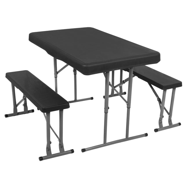 Picknick Tafel Met Bankjes - Campingtafel - Campingset - Biertafel - Horeca -Tafel - Bankjes - Opvouwbaar - Zwart - 105 x 64 x 70 cm