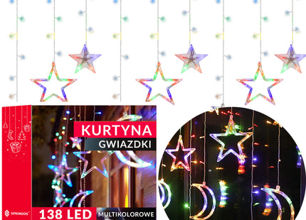 Lichtgordijn | IJspegel Verlichting | Inclusief USB En Afstandsbediening | 138 LED | Multicolor | Sterren | Maan