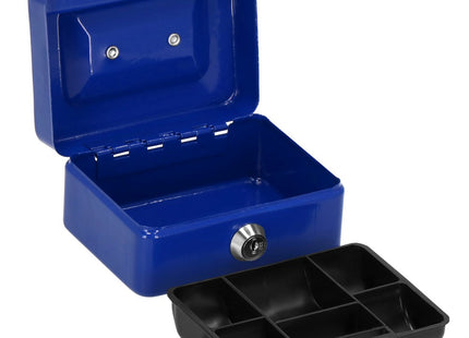 Geldkistje | Kluisje | Met Sleutel | Metaal | 12.5 x 9.5 x 6.5 cm | Blauw