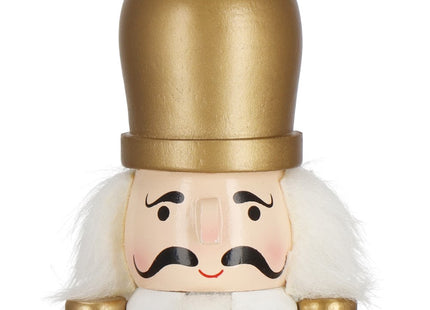 Notenkraker Kerst | Houten Soldaat | Kerstversiering | Goud/Wit | 30,5 cm