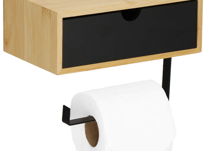 WC Rolhouder | Toiletrolhouder Met Plank | Opbergvak | Staal | Beige | Zwart