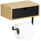 WC Rolhouder | Toiletrolhouder Met Plank | Opbergvak | Staal | Beige | Zwart