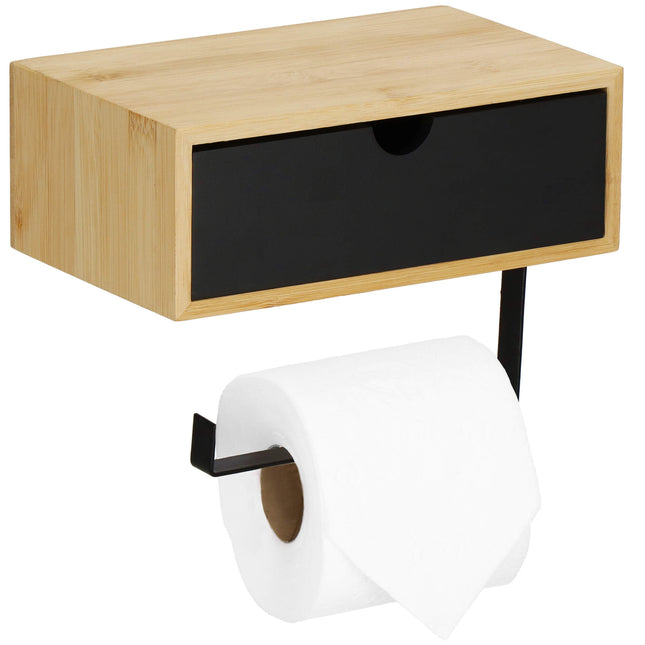 WC Rolhouder | Toiletrolhouder Met Plank | Opbergvak | Staal | Beige | Zwart