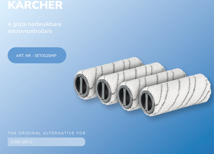SQOON® Serviceset Rollers geschikt voor Kärcher FC 5 / FC 7 - Grijs - Gelijk aan model: 2.055-006.0 - Microvezelsrollers - 4 Stuks