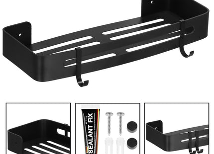 Doucherek | Badkamer Plank | Doucheplank | Aluminium | 32.5 cm | Zwart