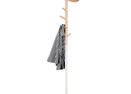 Kapstok Staand | Kapstok | 6 Haken | 172 cm | Metaal | Wit/Houtkleurig