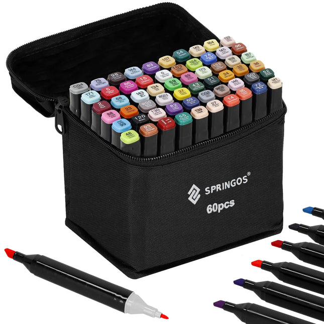 Twinmarkers | Alcohol Markers | Stiften Voor Volwassenen | 60 Stuks | Dubbelzijdig Multicolor