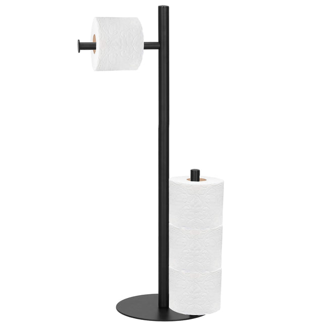 Toiletbutler | Toiletrolhouder | Toiletborstel Met Houder | Toiletaccessoire | Zwart | 55 cm
