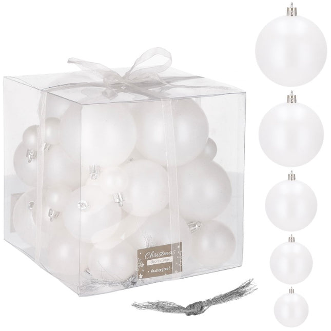 Kerstballen | 37 Stuks | 3/8 cm | Parelwit