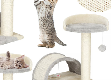 Krabpaal - 2 Etages - Voor Katten - Meubelbescherming - 35 x 34,5 x 47 cm - Grijs/Beige