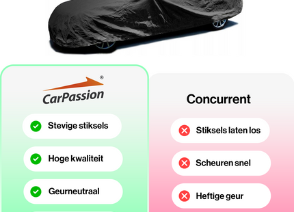 CarPassion Classic Autohoes - Beschermhoes - Waterdicht & Vorstbestendig - Maat XL - Zwart - 485 x 137 x 150 cm