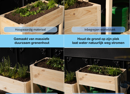 Kweekbak - Plantenbak - Moestuin - Planten - Hout -Rechthoekig - Naturel - 80 x 40 x 50 Cm
