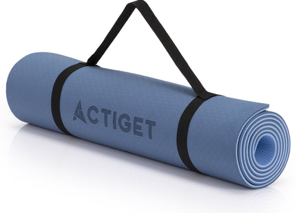 Actiget® Yogamat - Extra Dik - Inclusief Draagriem - 183 x 61x 0.6 CM - Blauw - TPE