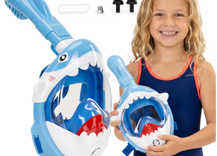 Snorkelmasker - Duikmasker - Duikbril - Snorkel - Face Masker - DRY Top - Verstelbaar - Haai - Kinderen