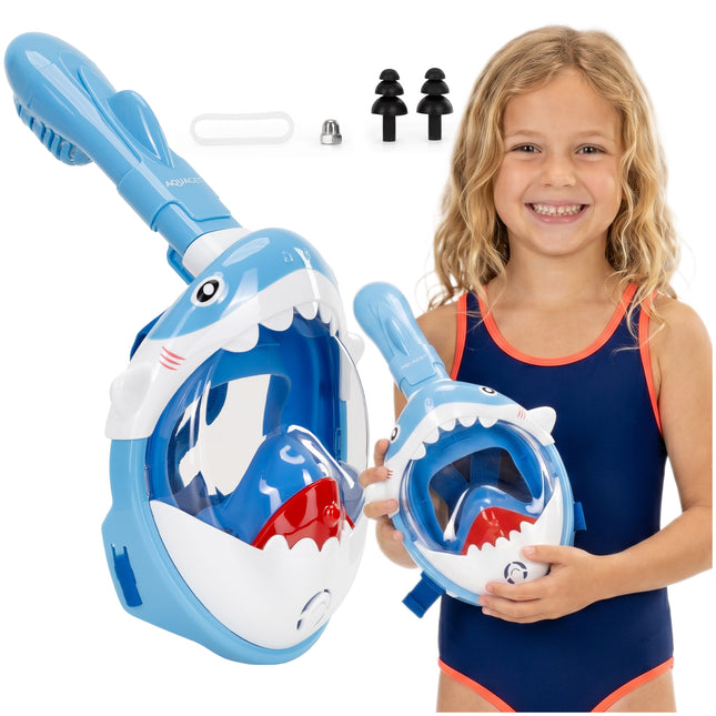 Snorkelmasker - Duikmasker - Duikbril - Snorkel - Face Masker - DRY Top - Verstelbaar - Haai - Kinderen