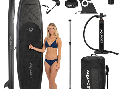SUP Board - Opblaasbaar Paddle Board - Met Tas - Met Zitje -Inclusief Accessoires - Complete Set - Max. 150KG - 350x81cm - Zwart