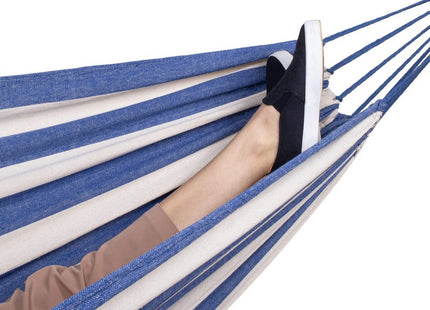 Hangmat | Extra Stevig | Inclusief Opbergtas | Blauw/Wit | 200 x 150 cm