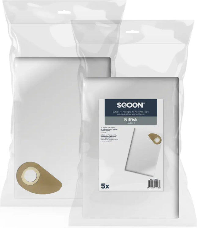 SQOON® Stofzuigerzakken  Geschikt voor Nilfisk Buddy II - Vervangt 81943048 - High Filtration - Voor Industrieel Gebruik